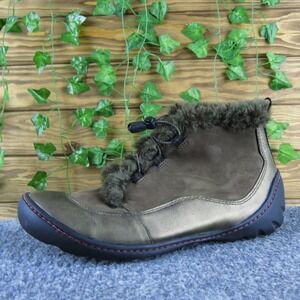 Privo Women's Bronze Brown Ankle Boots‎ Faux Fur Trim Lace Up Comfort 9.5M